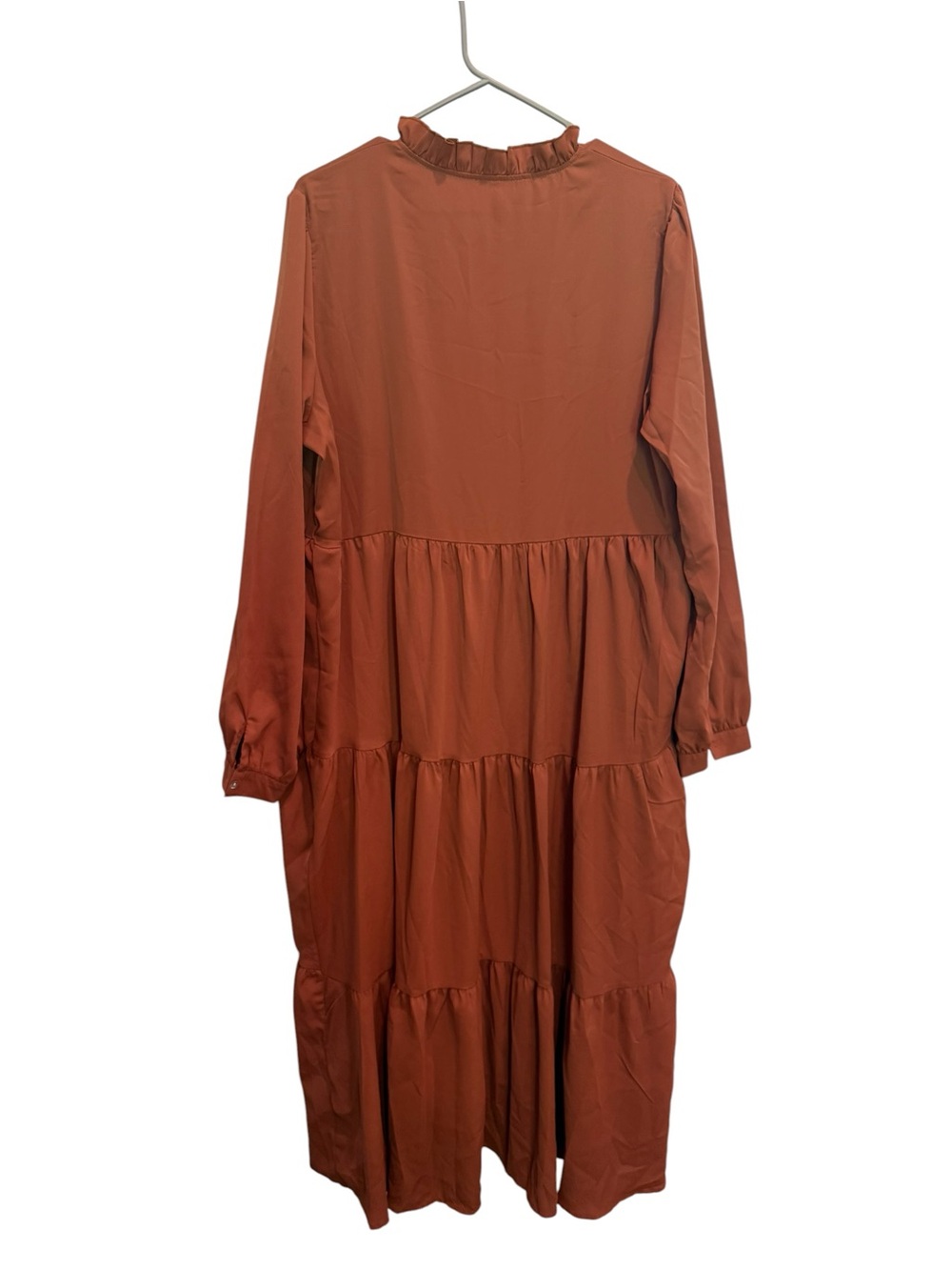 Women's Ruffle Tiered Maxi Dress - Rust - Picture 4 of 5